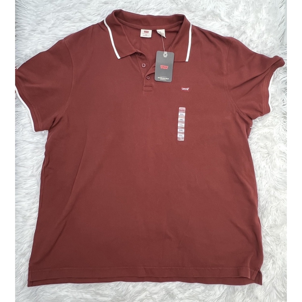 Levi's Standard Polo Shirt Mens Size XXL Red Brown Short Sleeve NWT
